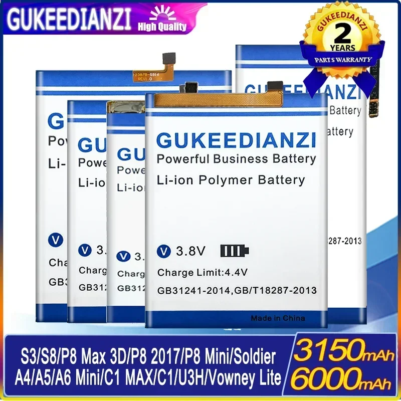 

Аккумулятор 3150 мач-6000 мач для Elephone S3/Vowney Lite/P8 Max 3D/S8/A6 Mini A6Mini/P8 Mini/Soldier/C1 MAX/U3H/A4/A5/C1/P8 2017