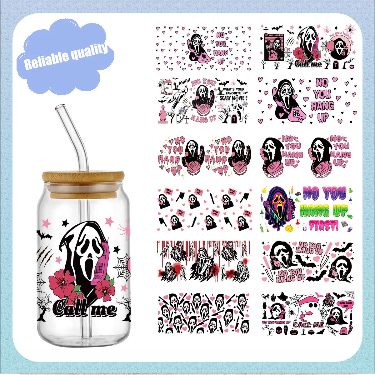 

Hallowen 's Day Hot Selling Design 3D Uv Dtf cup Sleeve Sticker For 16OZ Waterproof and UV-Proof Cup Sleeve Sticker