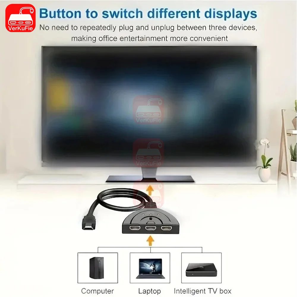 4K*2K 3ポートHDTV対応スイッチ 4K 3Dビデオスイッチャー KVMスプリッター 3入力1出力ポートハブ Xbox、PS4、DVD、PC、ラップトップ、テレビ用