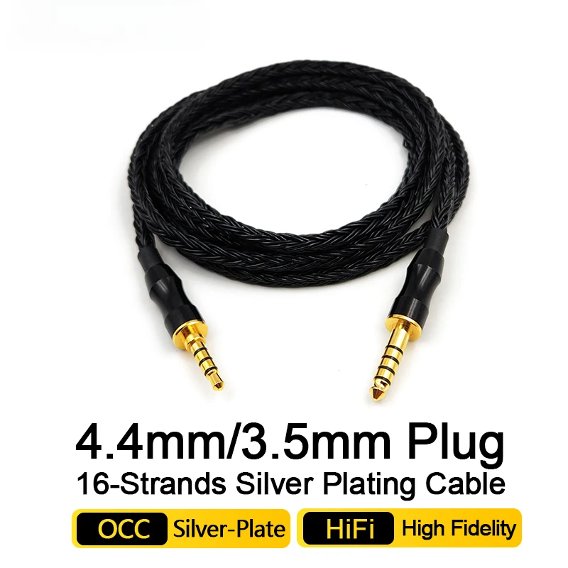 OKCSC For Beats HIFIMAN DEVA pro HE-R9 TRRS wymienny 16-pasmowy kabel 4.4mm do 3.5mm zbalansowany posrebrzany kabel