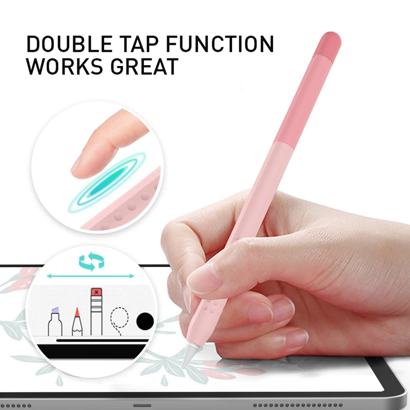 ABJA-For Apple Pencil 2Nd Generation Soft Convenient Silicone Pen Holder Stylus Pen Cover Protective Case Accessories