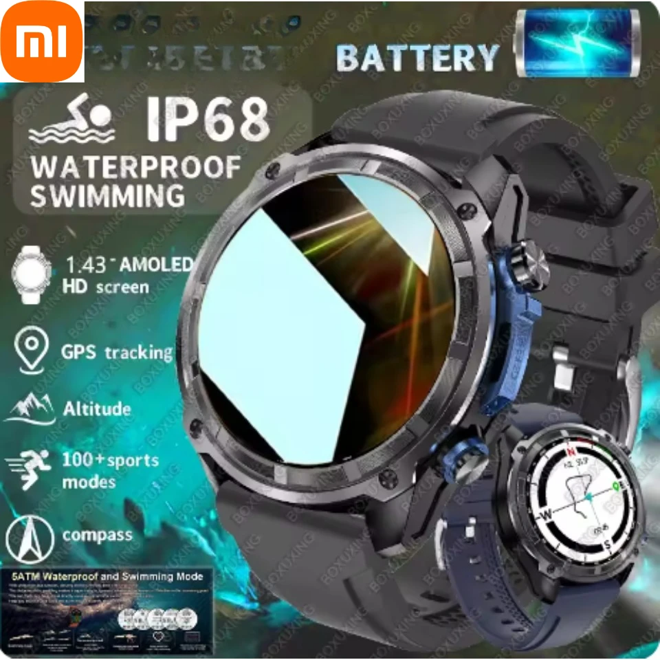 

Xiaomi военные GPS спортивные умные часы мужские 5ATM водонепроницаемый фитнес-трекер 4 ГБ памяти автономные карты 860 мАч аккумулятор умные часы