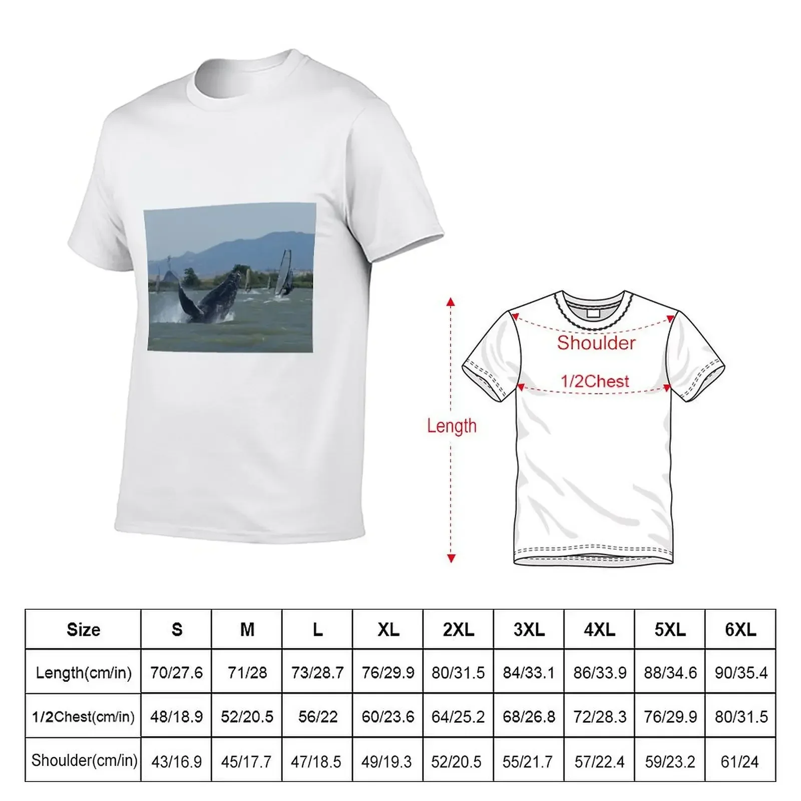 Humpback Whale Breaching by Windsurfers T-Shirt oversized graphic tee custom shirt oversized t shirts for men