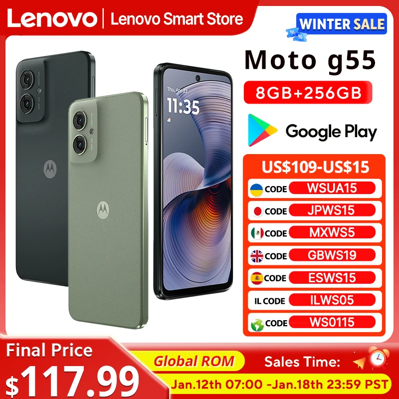 Motorola MOTO G55 Smartphone Original Global ROM 6.5-inch 120Hz Display MediaTek Dimensity 7025 CPU 256GB 50MP Cellphone