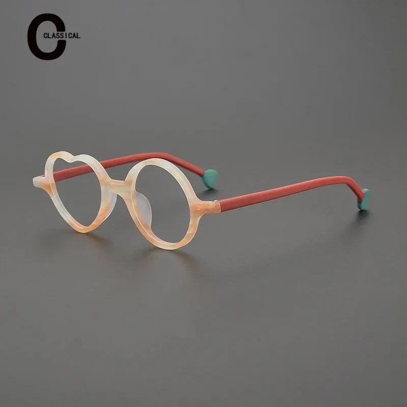 Handmade Heart-shaped Anti-blue Light Acetate Small Face Frame Men and Women Fashion Optical Glasses Preparation Prescription