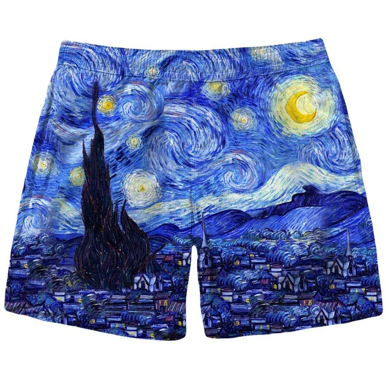 Psychedelic Graphic Board Shorts For Men Colorful Plant Bottle 3D Print Beach Shorts Summer Street Breathable Sports Swim Trunks