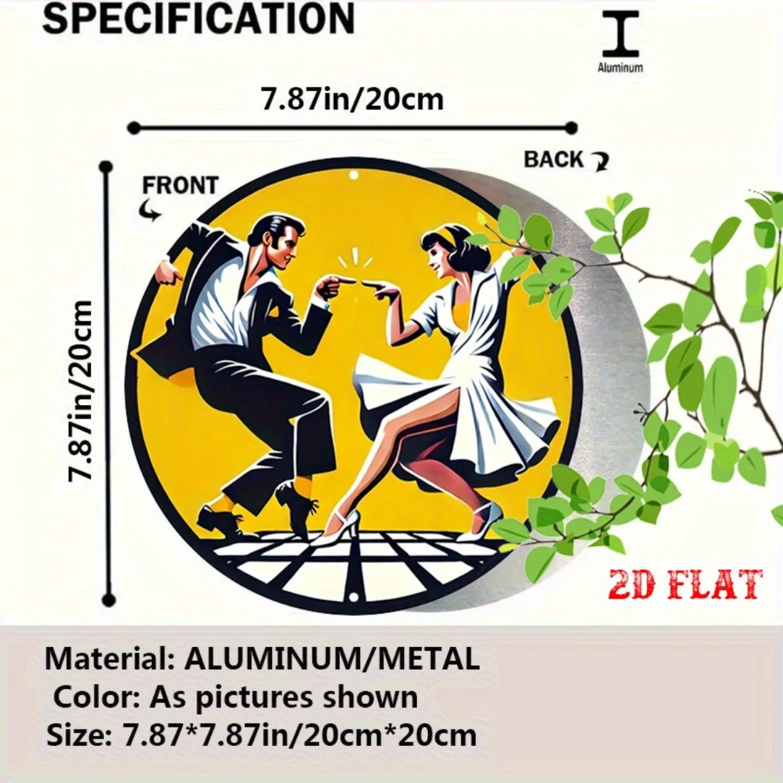 Retro Dance Metal Tin Sign, 2D Flat Vintage Aluminum Wall Art for Cafe Garage Home Decor