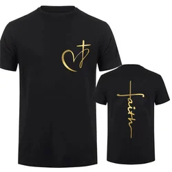 Coração cruz impressão cristão camiseta para roupas masculinas fé camisetas masculinas verão plus size camiseta de grandes dimensões t camisa jesus topos