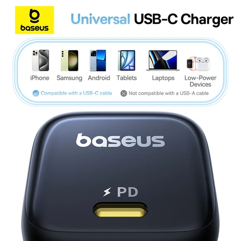 Зарядное устройство Baseus 45 Вт PD для iPhone 17 16 15 Pro Max Samsung Galaxy Быстрое зарядное устройство GaN Зарядное устройство USB C Портативное зарядное устройство для телефона