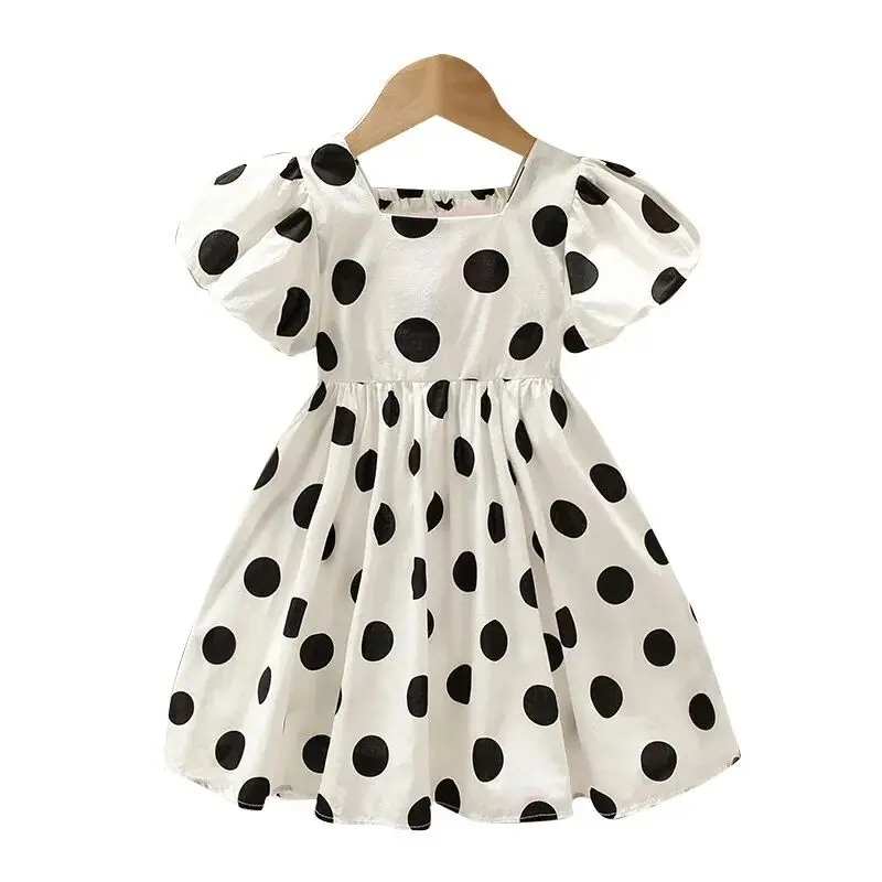 Girls Baby Dress Summer 2023 New Children\'s Short Sleeve Dress Little Girls Korean Princess Dress Fashion Black Dress2-9Y