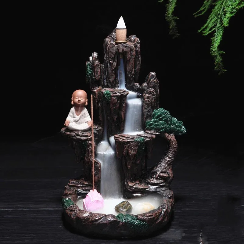 Mountain Cascade Backflow Incense Burner Zen Rockery Waterfall Display Sandalwood Agarwood Aroma Art Grand Housewarming Gift