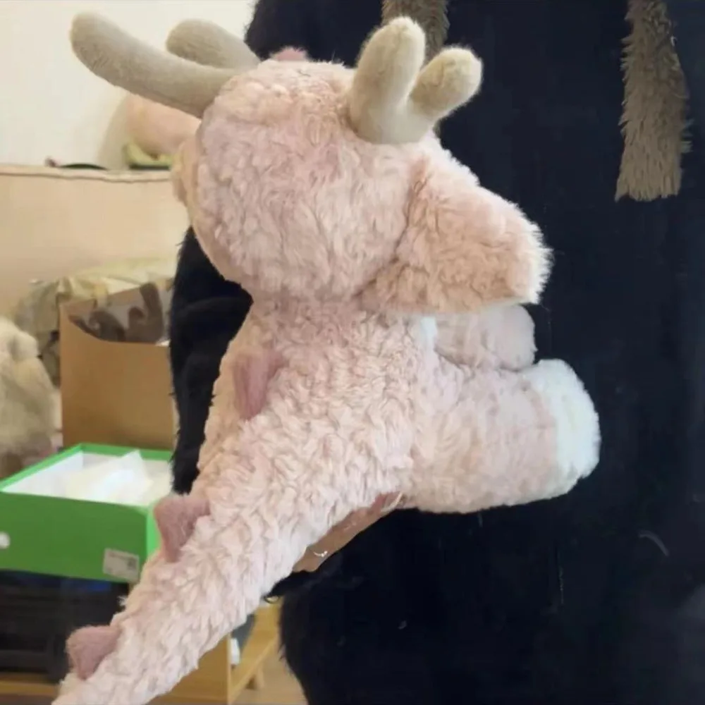 Jouet en peluche Dragon rose, mignon, année du zodiaque porte-bonheur, compagnon de sommeil, cadeau d'anniversaire pour filles et femmes, oreiller doux à câliner