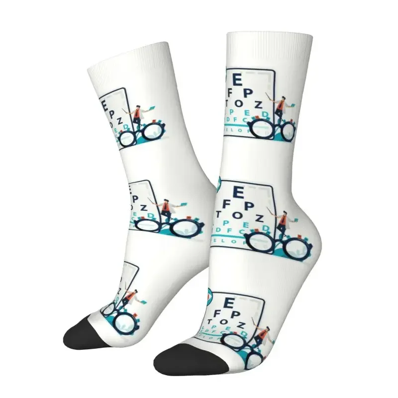 Snellen Chart Eye Exam Mens Crew Socks Unisex Cute Optometrist Optician Spring Summer Autumn Winter Dress Socks