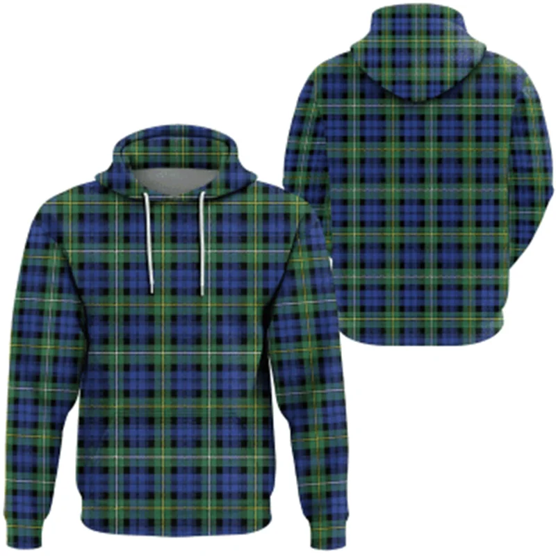 

New Scottish Tartan Hoodie 3D Sweatshirt Men And Women Hooded Loose Autumn And Spring Mens Street Clothing Jacket Hoodies