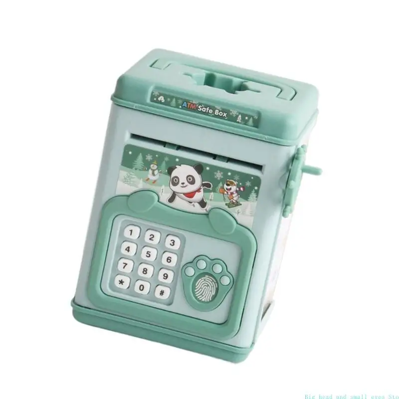 581C Lovely Money Box with Fingerprint and Password Unlocking Cash Box for Teaching Children Financial Responsibility
