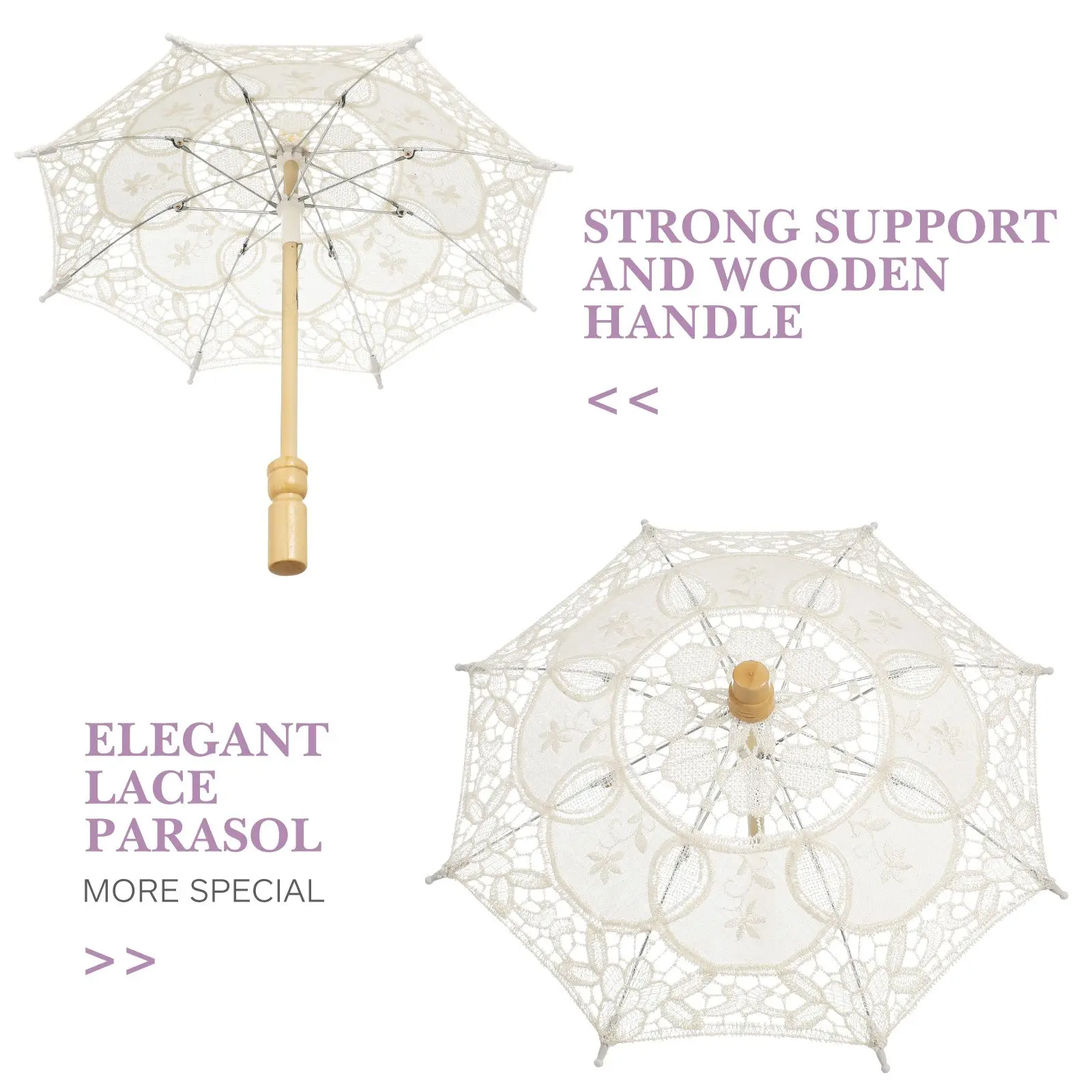 

Lace Umbrella 15CM Cotton Bridal Parasol for Wedding Photo Props Tea Party Decorations Elegant Embroidery Lace Umbrella