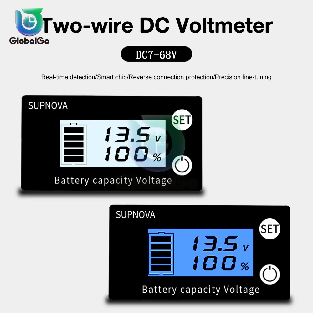 7V-68V LCD Battery Capacity Indicator 3S 4S 5S 7S 10S 13S Voltmeter Temperature Meter 12V 36V 48V Battery Level Indicator