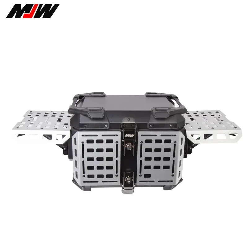45L motorcycle aluminum alloy multi-functional armored silver trunk portable electric vehicle with baseplate black trunk