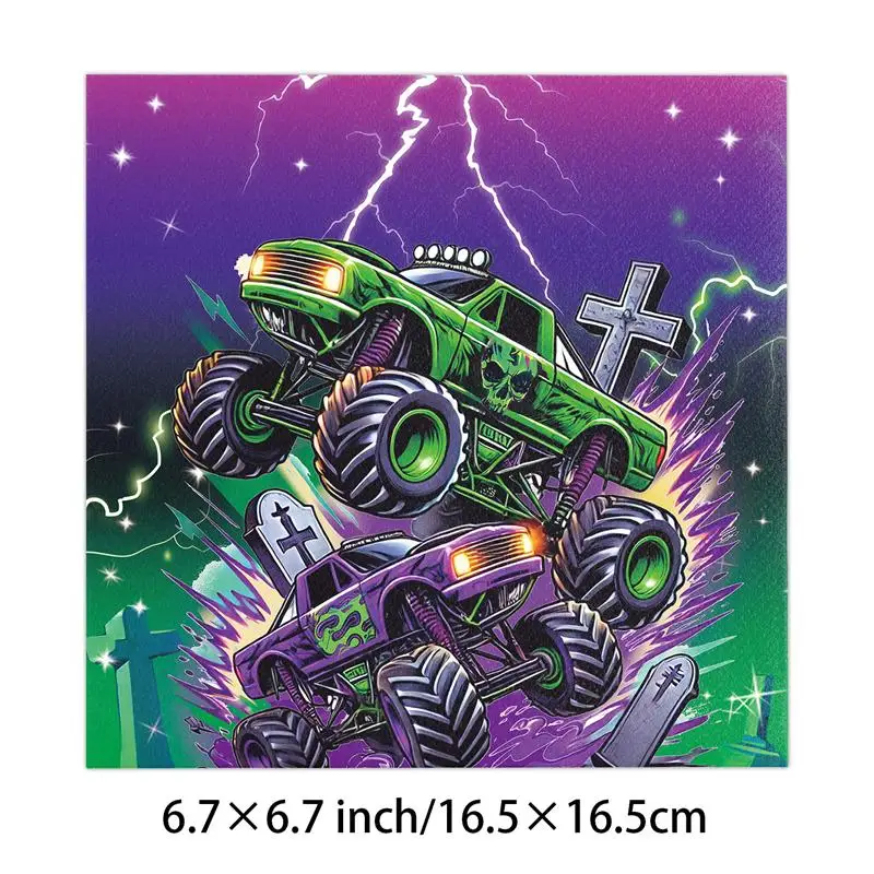 Monster Truck Geburtstagsdekorationen Geschirr Teller Tasse Geschenk Monster Truck Geburtstag Partyzubehör Ballon Hintergrund Party Setup – Detail 6