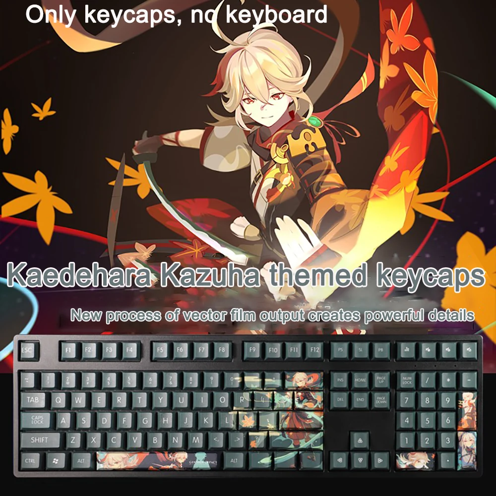 108 Keys Genshin Impact Keycap Kaedehara Kazuha PBT Dye Subbed Cherry Keycap Anime Gaming Key Cap For ANSI 61 87 104 108 Layout