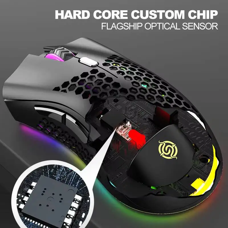 2.4G+Bluetooth Wireless Gaming Mouse Lightweight Honeycomb Hollow Programmable RGB Backlit Optical Rechargeable Computer Mice