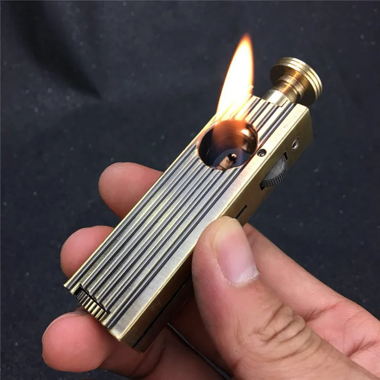 Grinding Wheel Flint Lighter Metal Retro Kerosene Oil Pipe Compact Lighter Cigarette Windproof Gadget Men