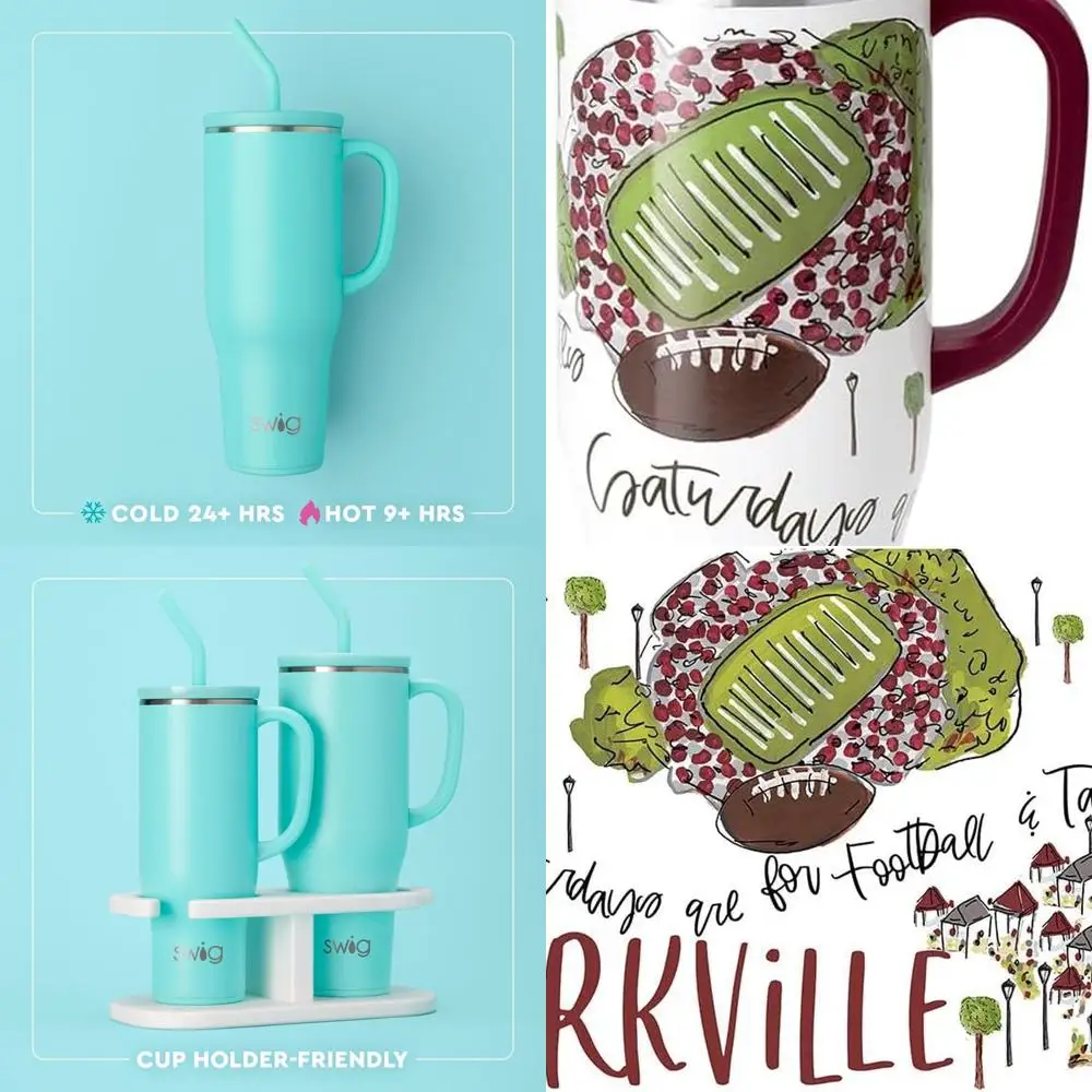 

Изолированный стакан на 40 унций с ручкой и соломинкой — идеально подходит для подставок для путешествий