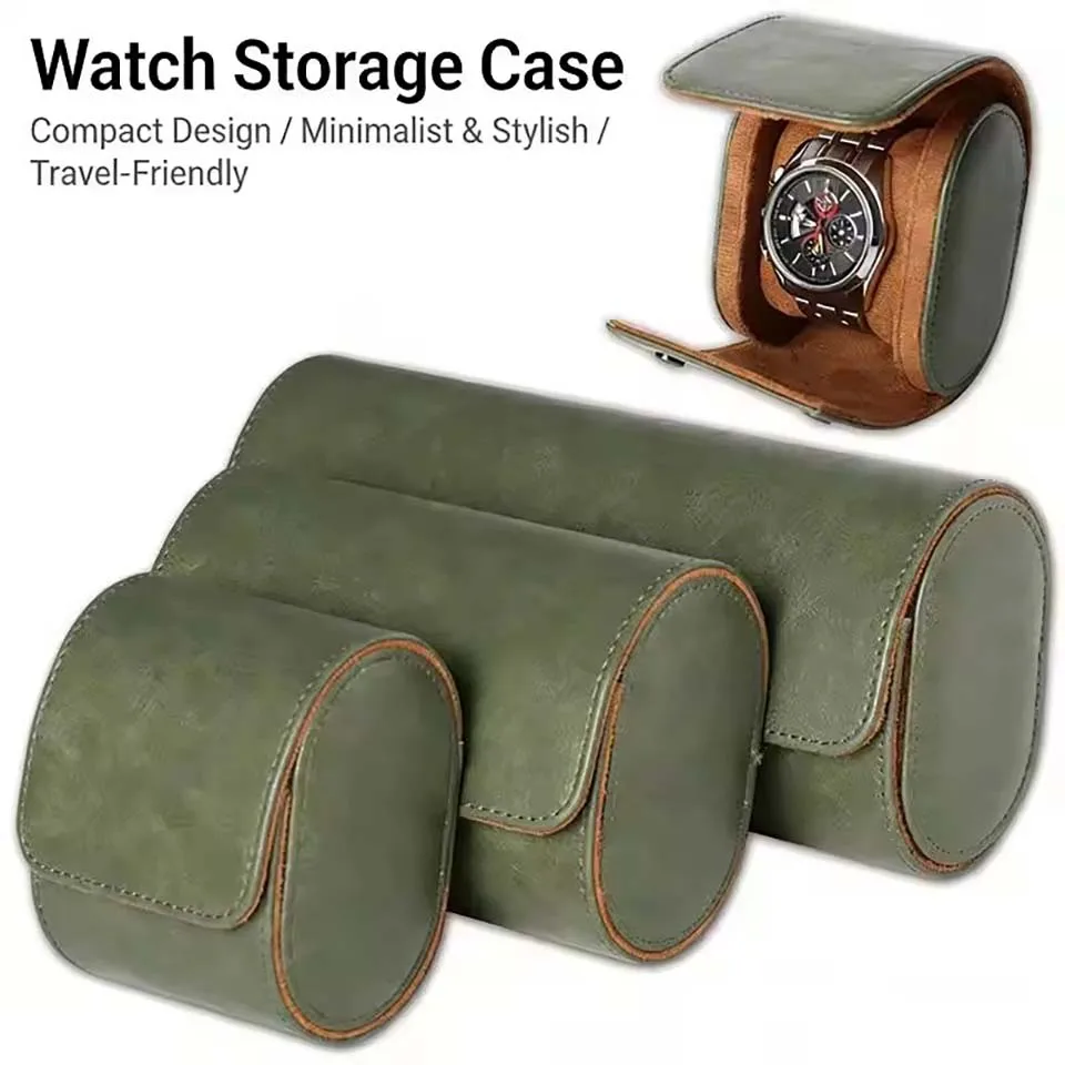 Watch Roll Travel Case 1/2/3-Slot Portable Vintage Leather Watch Display Case Storage Box Watch Organizers Men Christmas Gift
