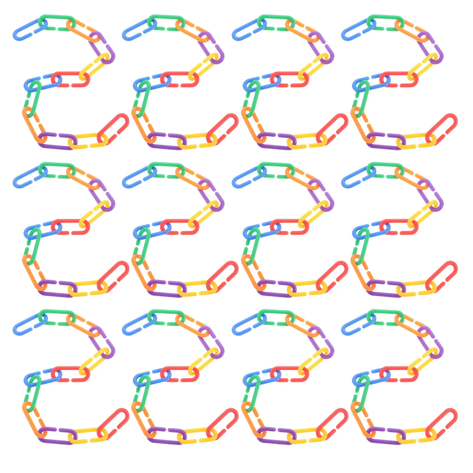 400Pcs Plastic C-Clips Rainbow Chain Links DIY Number Letter Geometry Interlocking Kids Parrot Cage Accessories