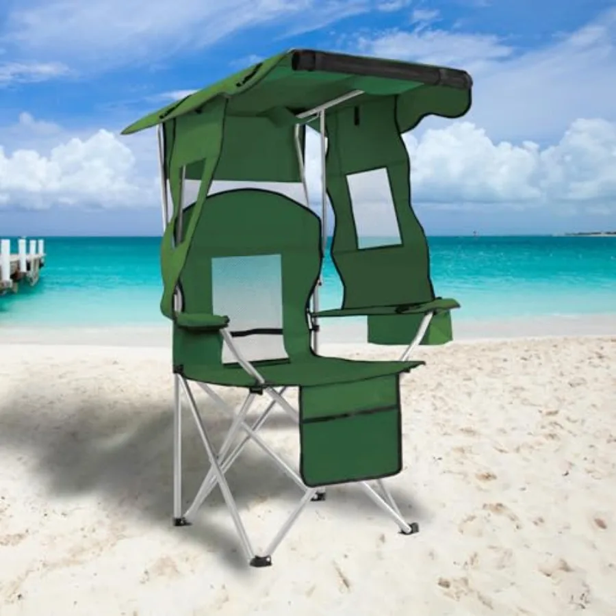 

Camping Chairs with Canopy, Portable Quad Lawn Chair for Adults, Folding Recliner Chair with Cup Holder Outdoor Events and Shad