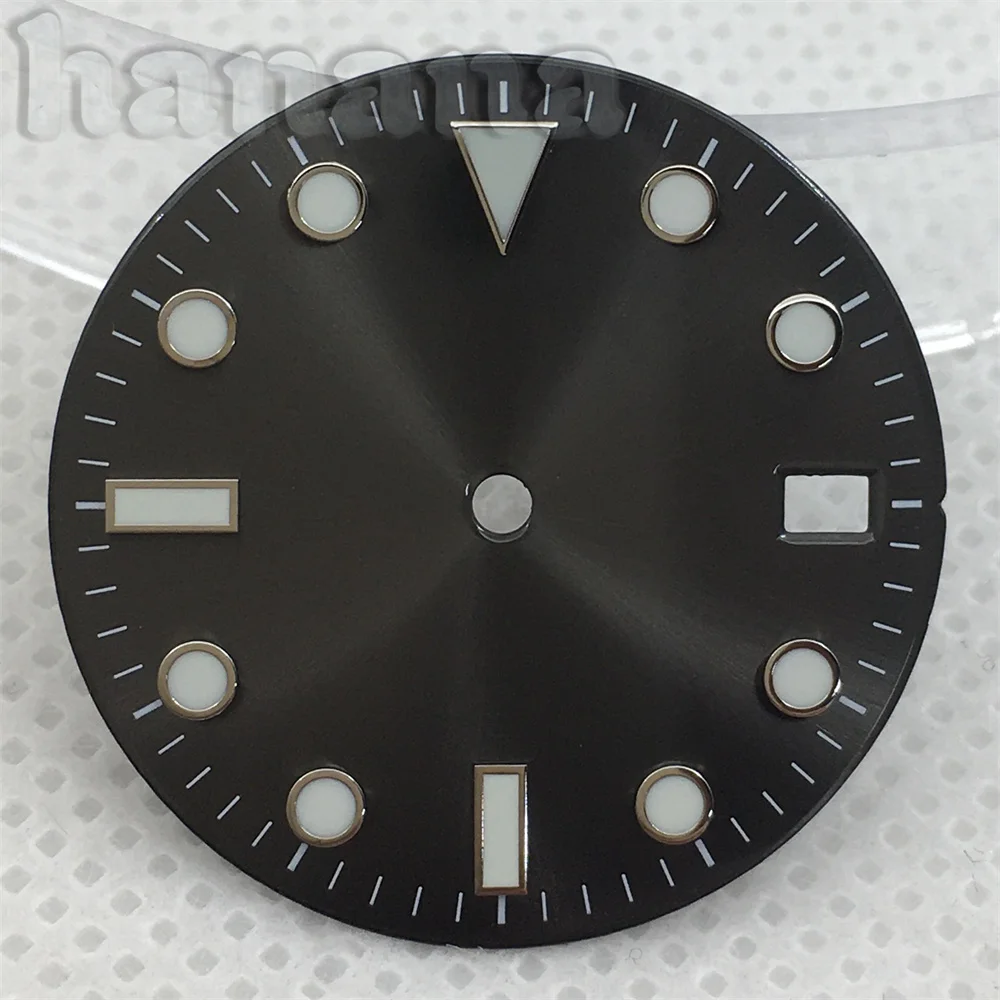 Черный и серый циферблат диаметром 29 мм подходит для механизма NH35 NH36 ETA2824 Miyota 8215 DG2813 3804 PT5000 Зеленый светящийся