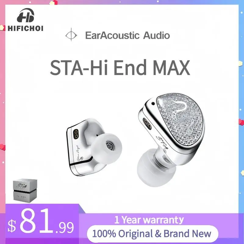 

EarAcoustic Audio STA-Hi End MAX IEM HiFi In-ear Earphones 10mm DLC & 6mm Composite Dual Driver with Interchangeable Cable