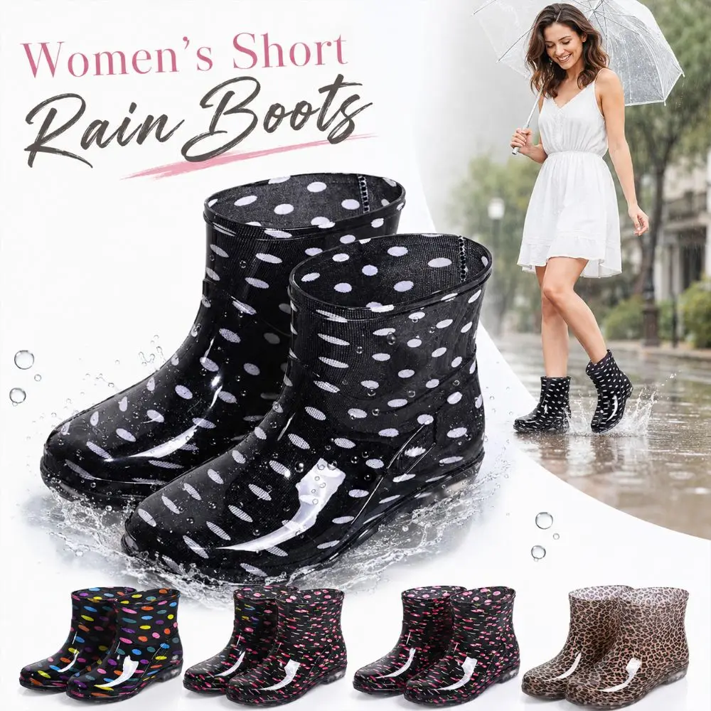 Non-slip Women's Short Rain Boots Waterproof Lightweight Garden Rain Shoes Durable Low-top Water Shoes For Outdoors,Kitchen,Work