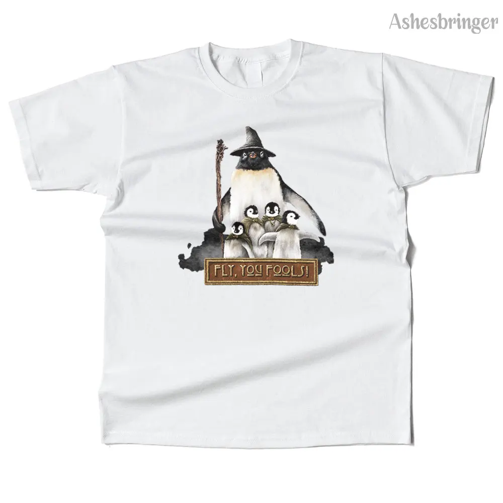 Mens Cotton Fly, You Penguins! Graphic High Quality T Shirt Street Casual Style Tee for Men and Women