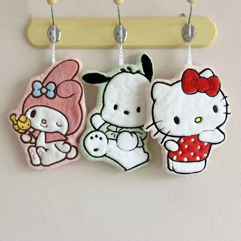 New Sanrio Hand Towel Hellokitty Melody Pochacco Cartoon Soft Water Absorbent Quick Dry Thickened Fabric Children Essential Gift