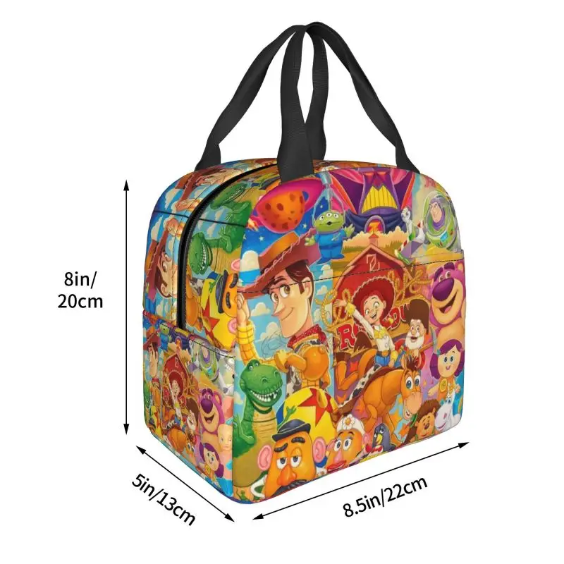 Custom Toy Story Character Insulated Lunch Bags for Women Disney Resuable Thermal Cooler Bento Box Kids School Children