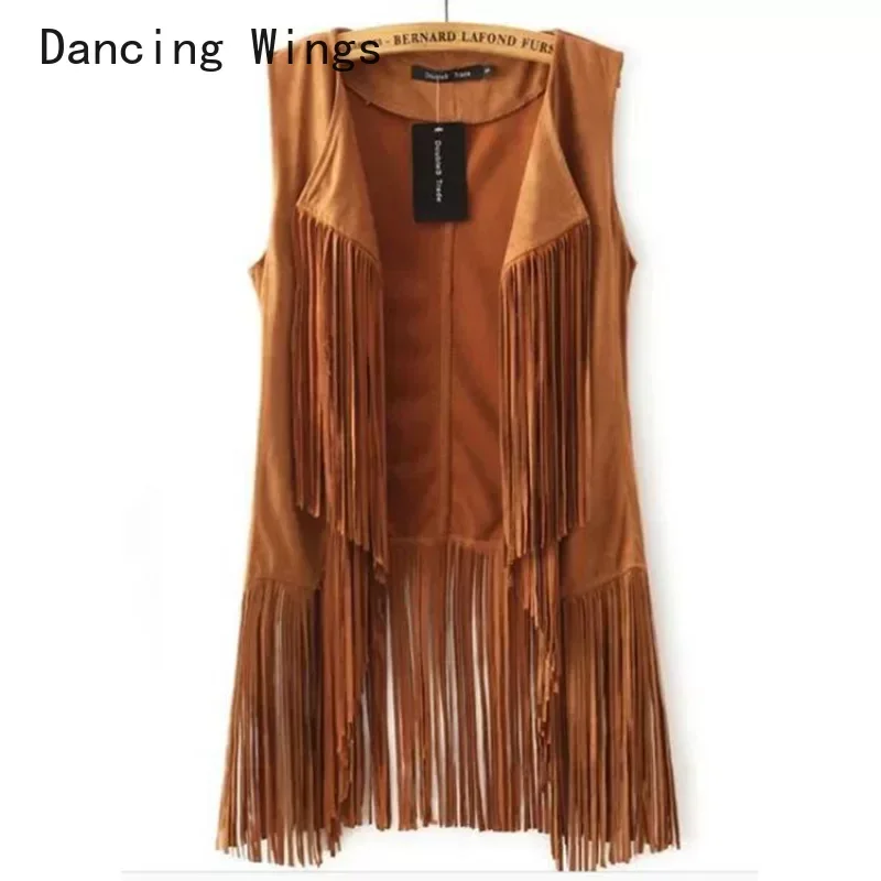 Women's Vest Coat Autumn Winter Fashion 2024 Suede Ethnic Tassels Fringed Vest Cardigan Female Sleeveless Jackets Vest