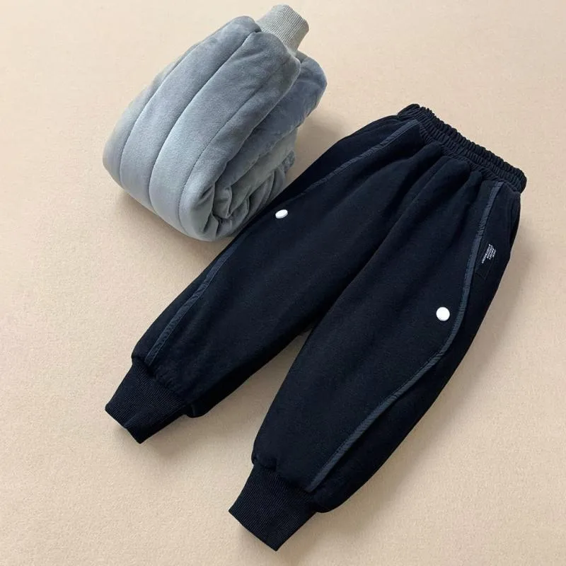 

Winter Kids Thicken Warm Sweatpants for Boys Solid Fleece Ankle Length Sporty Trousers 3+y Young Child Clothes Casual Harem Pant