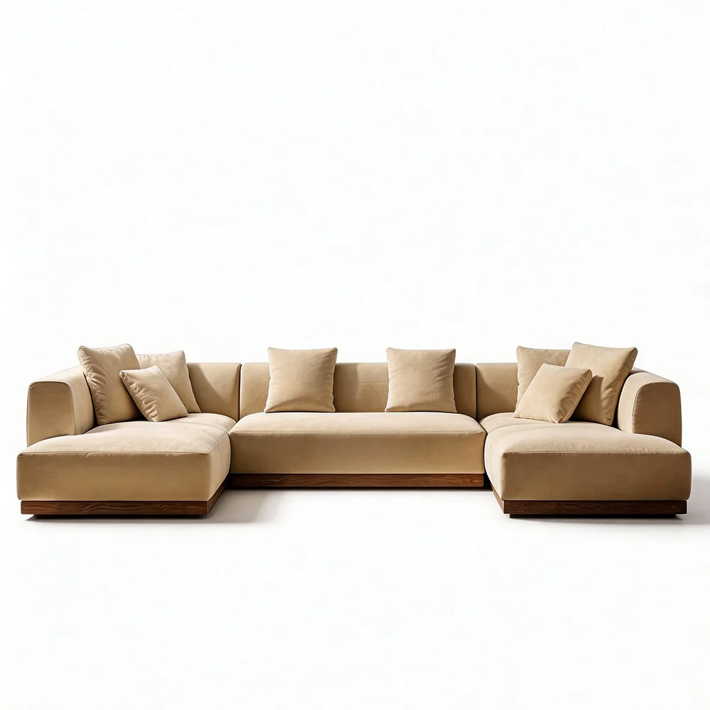 #Modern Suede Leather Modular Living Room Sofa Set With Table And Chairs Eco-Friendly Home Furniture