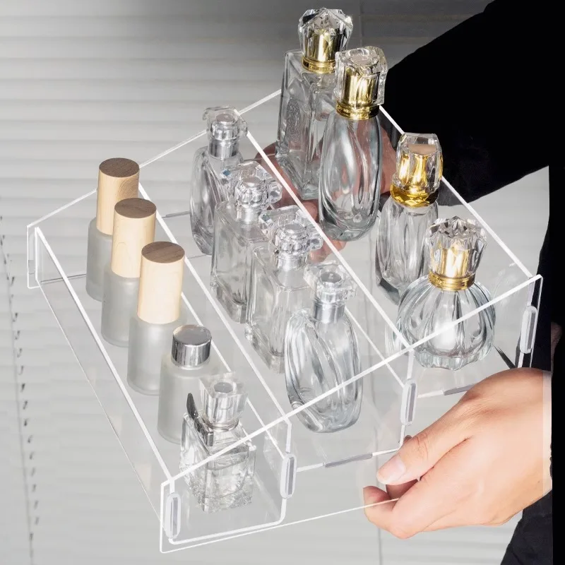 

Clear Acrylic Tiered Storage Box with Flat Base for Collectible Pins & Merch