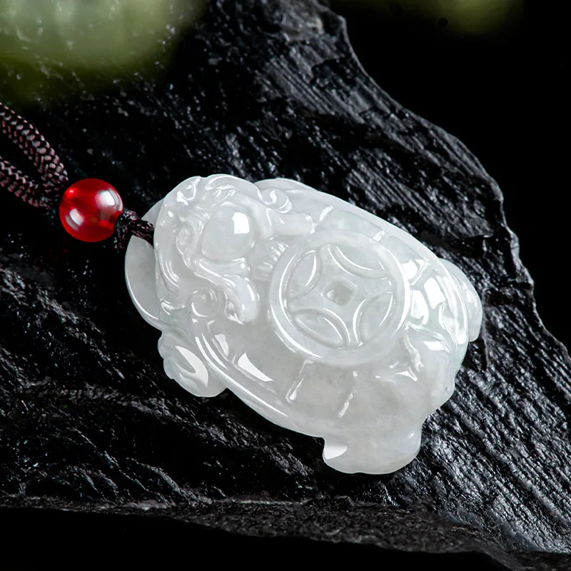 Natural Myanmar A-grade Jade Three-dimensional Gold Dragon Turtle Pendant Glutinous Jadeite Men's Necklace Women's Wholesale