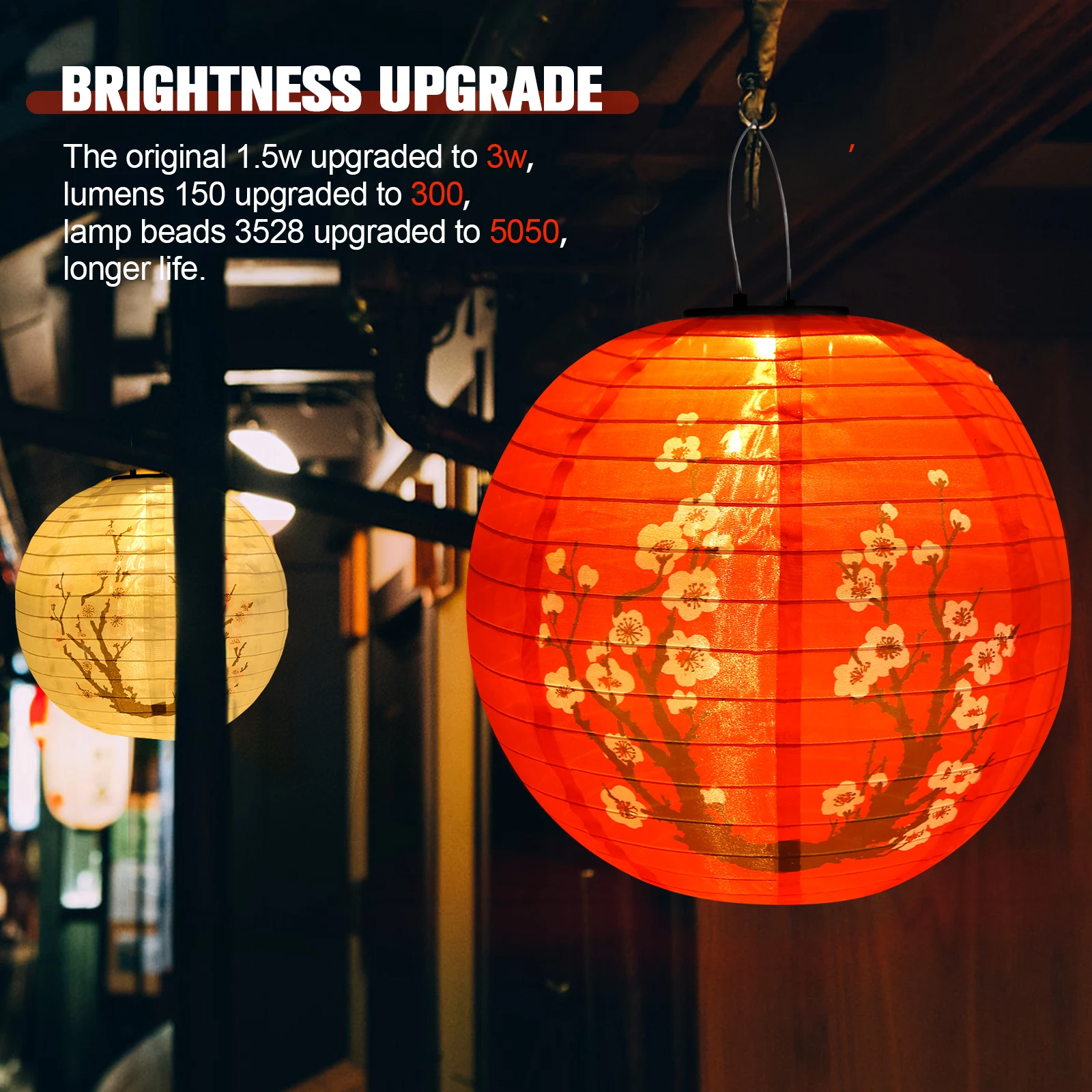 

Светодиодный солнечный фонарь 30 см, декоративный фонарь с цветком сливы, IP65, водонепроницаемый китайский традиционный подвесной фонарь, садовый фонарь для крыльца