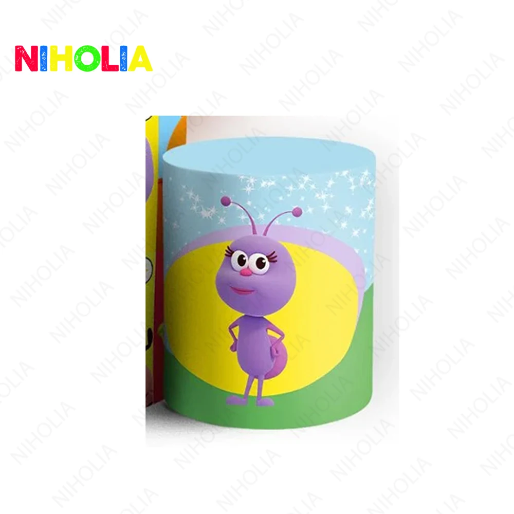 Niholia Bichi Kids Round Backdrop Kid Birthday Party Cute Colorful Bee Photo Photography Background Cake Table Cover Booth Props