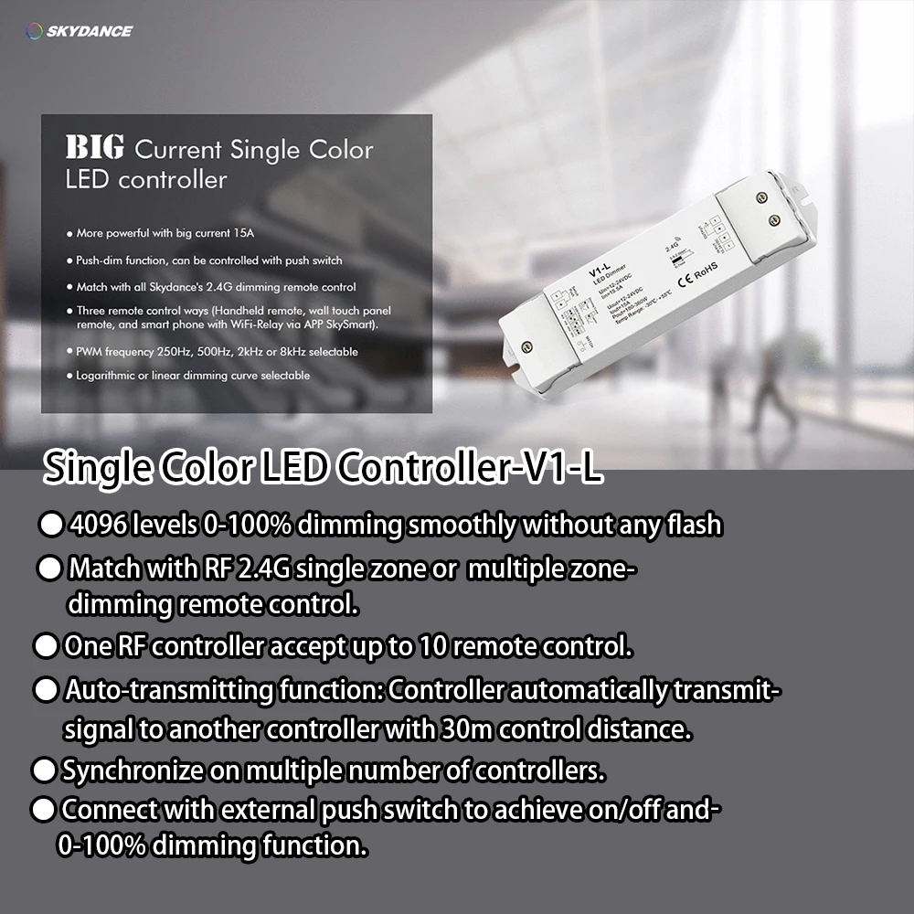 Imagem -02 - Interruptor Inteligente com Wifi 1248v V1-l Led Única Cor 2.4g rf sem Fio Pwm Controle Remoto Tensão Constante Dimmer