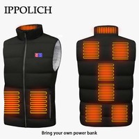 Intelligent Thermal Vest Men 9 Areas Heated Electric Heating Warm Winter Outdoor Sports Fishing Vest Rechargable Thermal Jacket