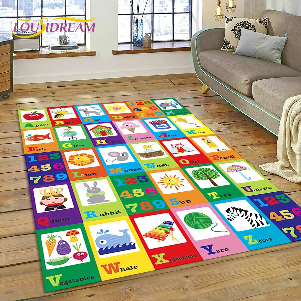 ABC Alphabet Children Crawling Early Education Cartoon Kids Playroom Area Rug,Carpet for Living Room Bedroom Sofa,Non-slip Mat