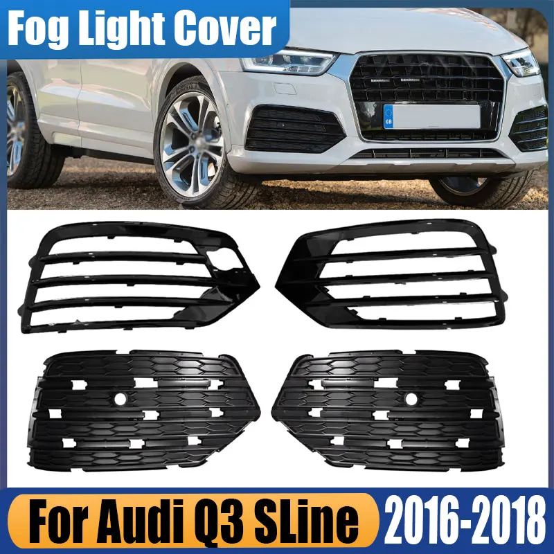 

Для Audi Q3 SLine S-Line Sport 2016 2017 2018, передний бампер, противотуманная фара, решетка, крышка, рамка, пластина, автомобильные аксессуары