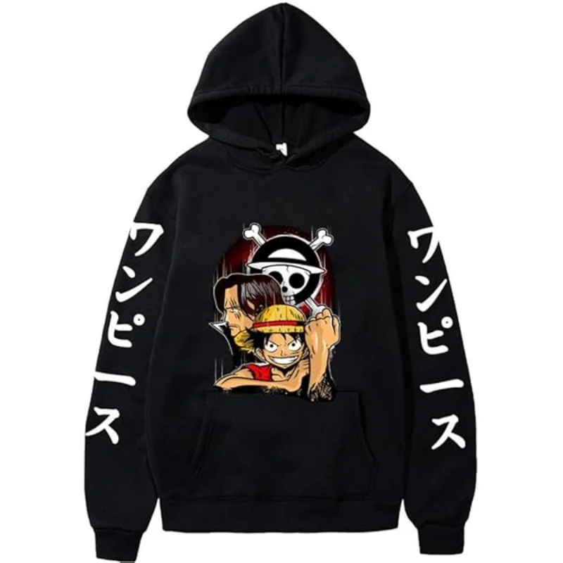 

One Piece men's hooded sweatshirt, long-sleeved hooded sweatshirt, light and soft, with hooded prints for autumn and winter wear