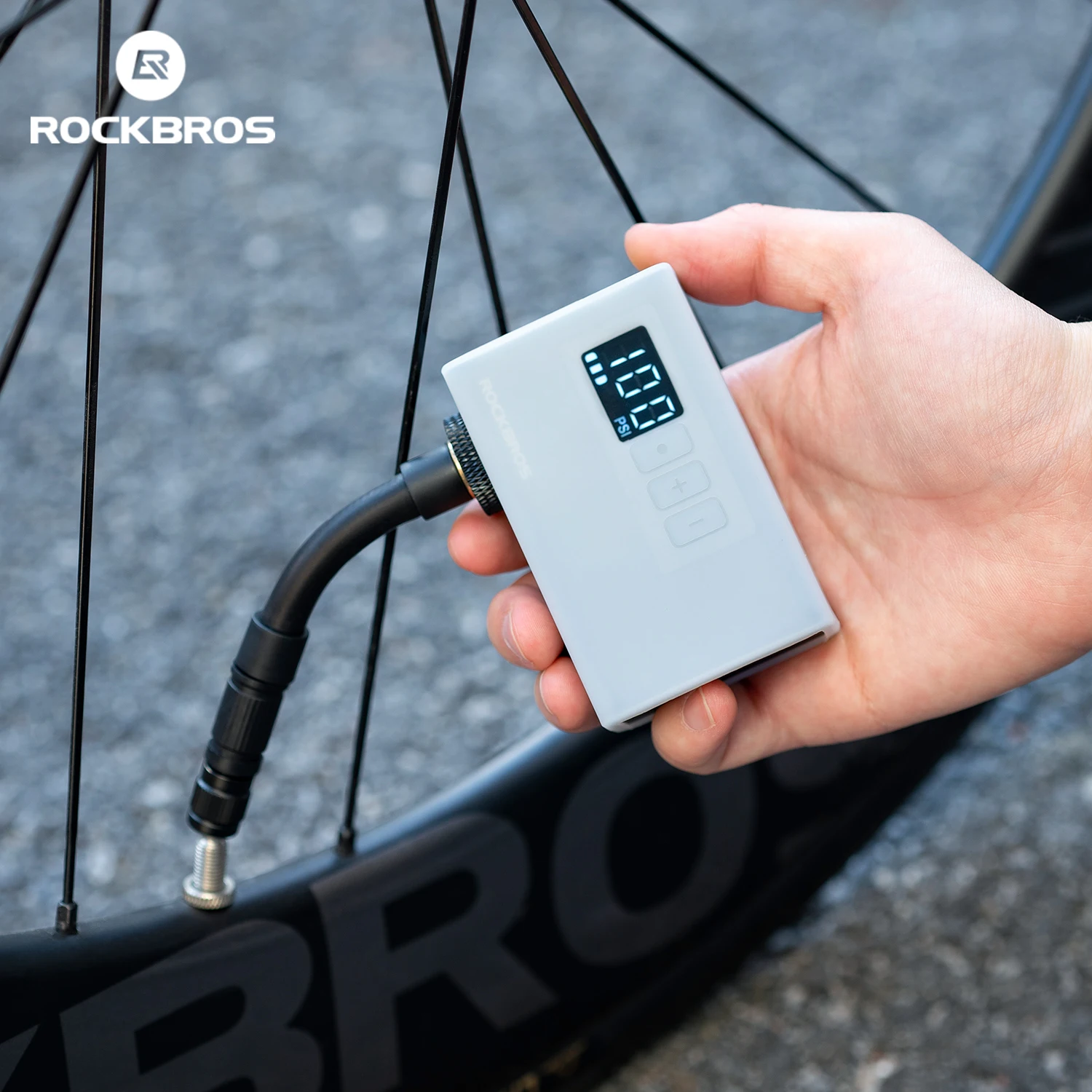 

ROCKBROS Electric Pump Ultralight Bike Pump 120 PSI Rechargeable Tire Inflator Pump 420mAh Battery with Screen Fast Charging