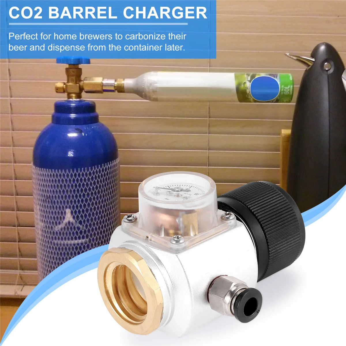 CO2 Keg Charger Gas Regulator Pressure Reducer Adapter for Sodastream Glass Bottles Aquarium Beer Water Plants,BE030